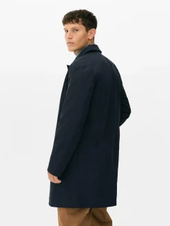 Manteaux Et Vestes|Primark Imperméable Long à Boutonnage Simple Bleu marine