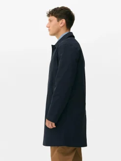 Manteaux Et Vestes|Primark Imperméable Long à Boutonnage Simple Bleu marine