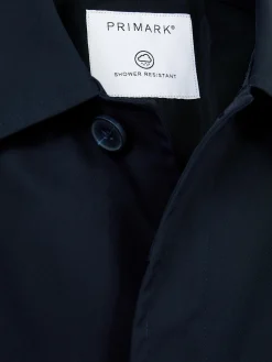 Manteaux Et Vestes|Primark Imperméable Long à Boutonnage Simple Bleu marine