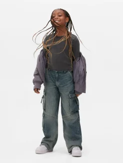 Jean|Primark Jean Cargo à Effet Vieilli Bleu