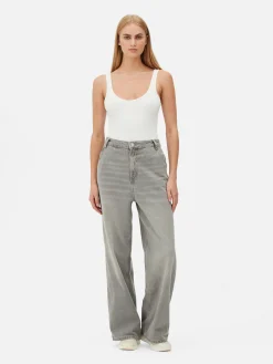 Denim|Jean|Primark Jean Denim Ample à Effet Vieilli Gris