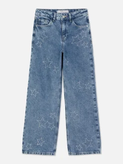 Jean|Primark Jean Denim Large Avec Motif étoile à Strass Bleu