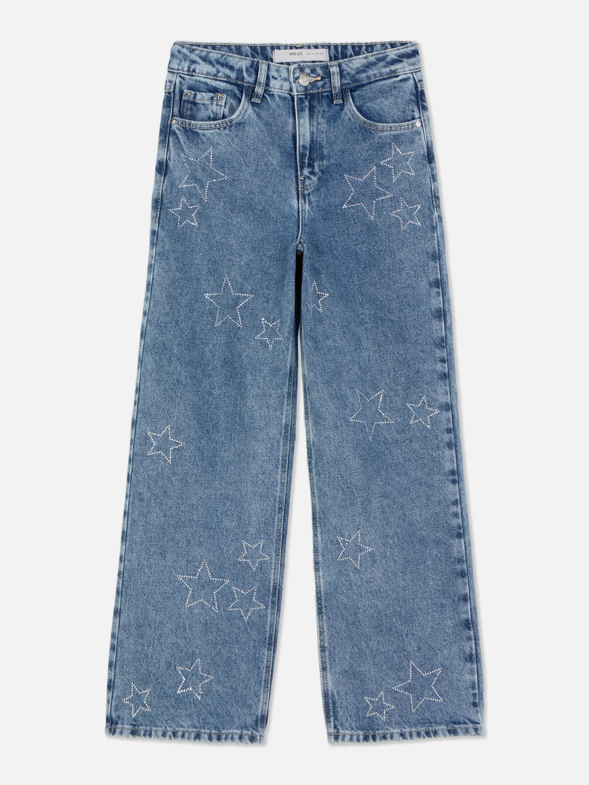 Jean|Primark Jean Denim Large Avec Motif étoile à Strass Bleu