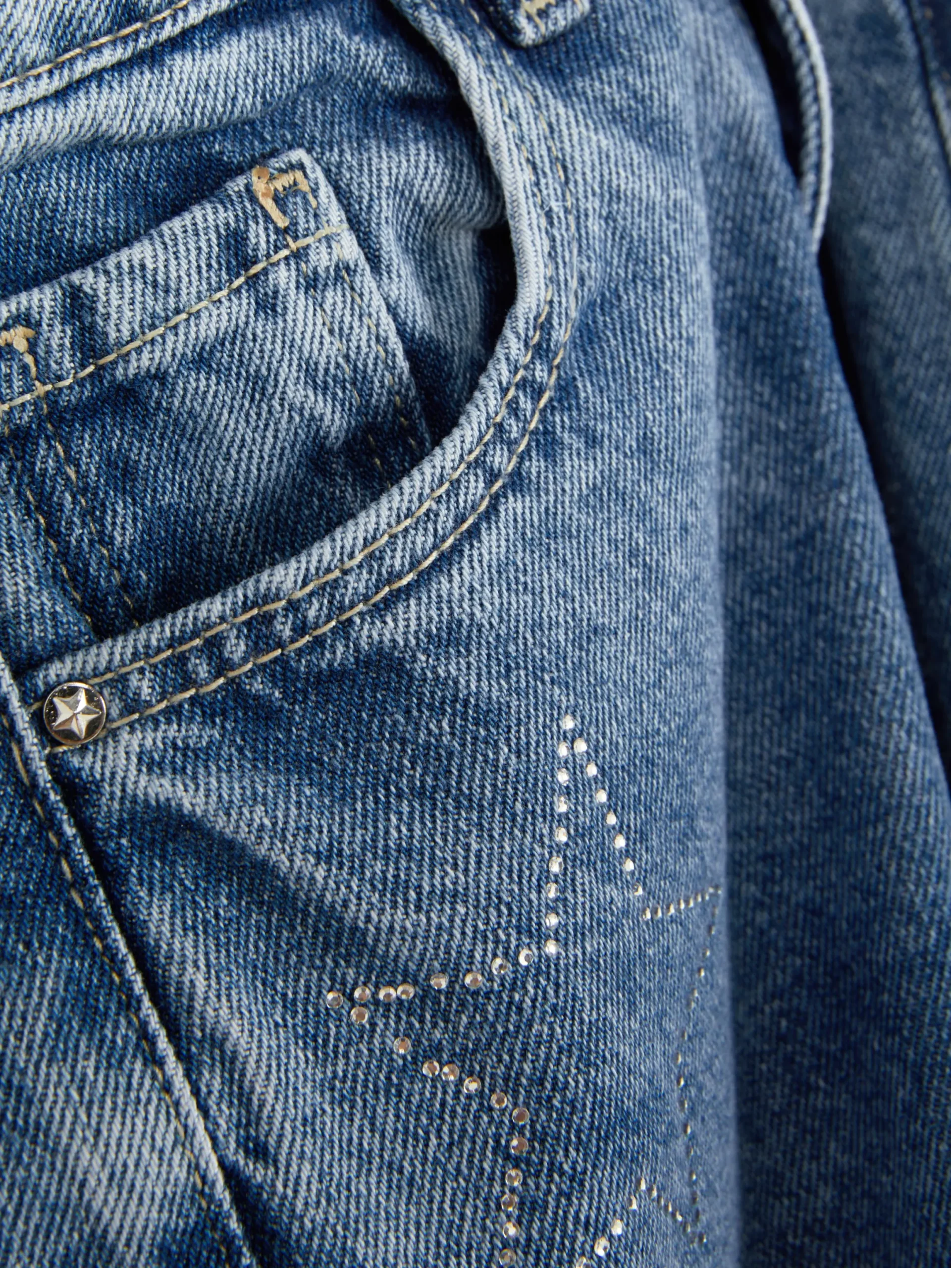 Jean|Primark Jean Denim Large Avec Motif étoile à Strass Bleu