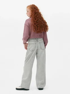 Jean|Primark Jean Denim Large Fendu Gris