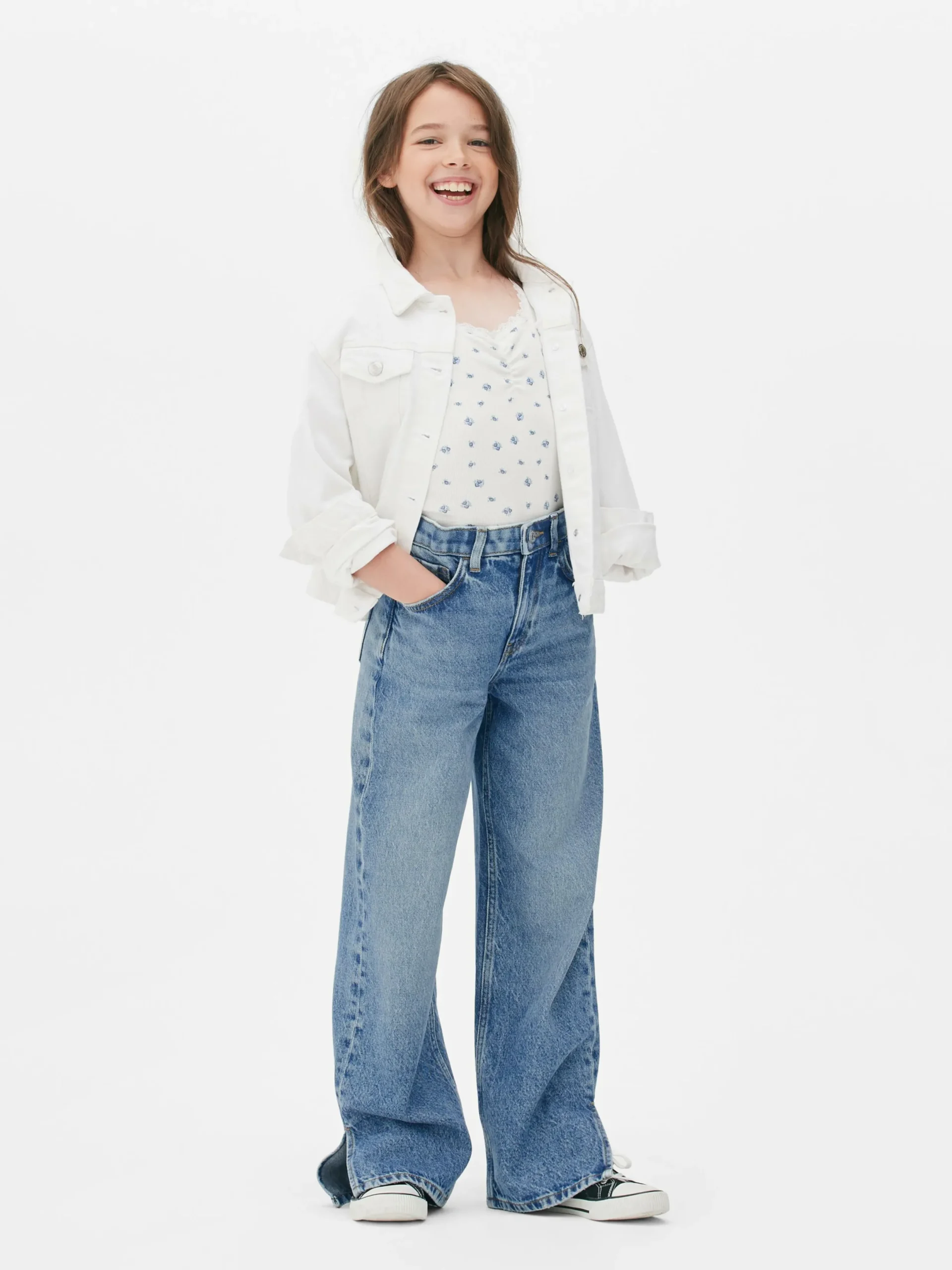 Jean|Primark Jean Denim Large Fendu Bleu moyen