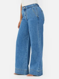 Denim|Jean|Primark Jean Large élastiqué Bleu moyen