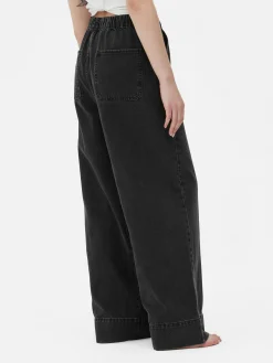 Denim|Jean|Primark Jean Large élastiqué Noir discret