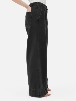 Denim|Jean|Primark Jean Large élastiqué Noir discret