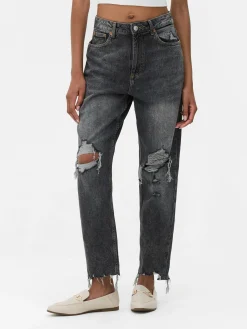 Jean|Denim|Primark Jean Mom En Denim Déchiré Noir