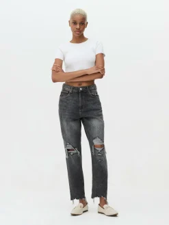 Jean|Denim|Primark Jean Mom En Denim Déchiré Noir