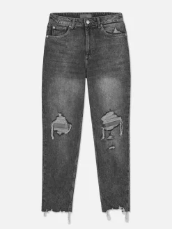 Jean|Denim|Primark Jean Mom En Denim Déchiré Noir