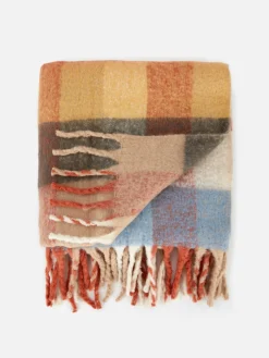 Couvertures Et Jetés De Lit|Primark Jeté De Lit à Carreaux En Tissu Brossé Orange