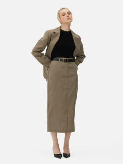 Jupes|Primark Jupe Crayon Mi-longue Taille Haute Kaki