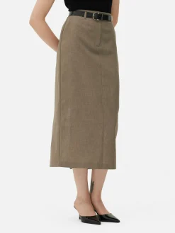 Jupes|Primark Jupe Crayon Mi-longue Taille Haute Kaki