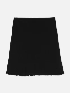 Jupes|Primark Jupe Côtelée à Bord Ondulé Noir