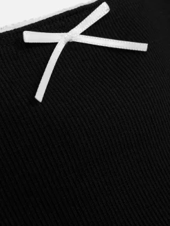 Jupes|Primark Jupe Côtelée à Bord Ondulé Noir