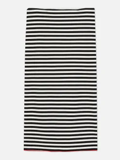 Vêtements Gothiques|Tout Halloween|Primark Jupe Mi-longue à Rayures Beetlejuice X Colleen Atwood à Coordonner Noir/Blanc