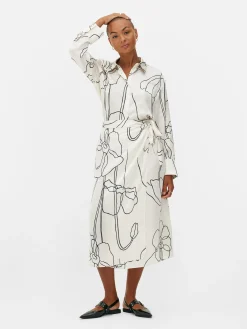 Jupes|Primark Jupe Portefeuille Mi-longue Graphique à Coordonner Écru