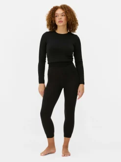 Collants|Pantalons Et Leggings|Primark Legging Court Doublé En Velours Noir