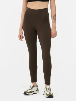 Pantalons Et Leggings|Primark Legging Taille Haute En Jersey Marron foncé