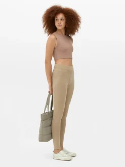 Pantalons Et Leggings|Primark Legging Taille Haute En Jersey Grège