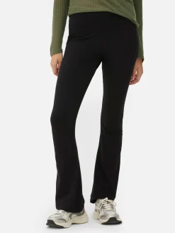 Pantalons Et Leggings|Primark Legging Taille Haute évasé En Jersey Noir