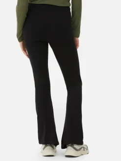 Pantalons Et Leggings|Primark Legging Taille Haute évasé En Jersey Noir