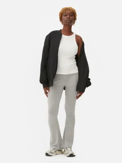 Pantalons Et Leggings|Primark Legging Taille Haute évasé En Jersey Gris chiné