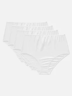Culotte|Primark Lot 4 Culottes Hautes En Coton Blanc