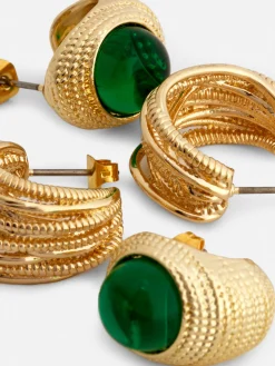 Bijoux|Primark Lot 2 De Paires De Créoles Texturées Rita Ora Jaune