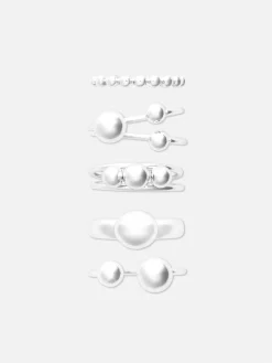 Bijoux|Primark Lot De 5 Bagues Orbes à Superposer Blanc