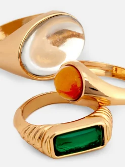 Bijoux|Primark Lot De 3 Bagues épaisses à Fausses Gemmes Rita Ora Jaune