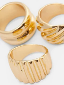 Bijoux|Primark Lot De 3 Bagues épaisses Mélangées Jaune