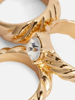 Bijoux|Primark Lot De 3 Bagues Striées à Superposer Rita Ora Jaune