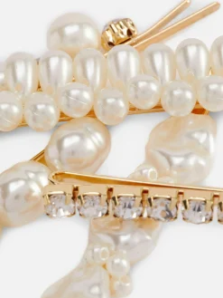 Accessoires Cheveux|Primark Lot De 5 Barrettes à Fausses Perles Blanc