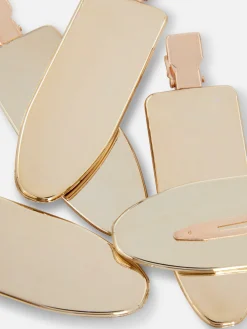 Accessoires Cheveux|Primark Lot De 5 Barrettes Extra-larges Sans Dents Doré