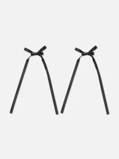 Accessoires Cheveux|Primark Lot De 2 Barrettes Ornées D'un Nœud Long Noir