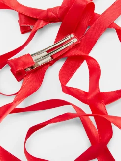 Accessoires Cheveux|Primark Lot De 2 Barrettes Ornées D'un Nœud Long Rouge