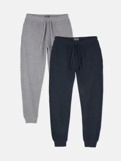 Pyjamas|Vêtements D'Intérieur|Primark Lot De 2 Bas De Pyjama Resserrés Aux Chevilles à Texture Gaufrée Gris chiné