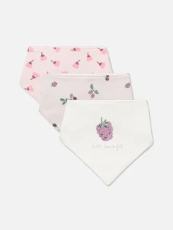 Alimentation Et Sevrage|Primark Lot De 3 Bavoirs Façon Bandana à Motif Fruits Rouges Rose
