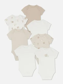 Bodies Et Debardeurs|Primark Lot De 7 Bodys à Manches Courtes Et Motif Agneau Taupe