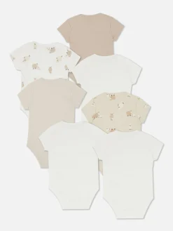 Bodies Et Debardeurs|Primark Lot De 7 Bodys à Manches Courtes Et Motif Agneau Taupe