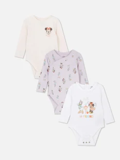 Bodies Et Debardeurs|Bodies Et Debardeurs|Primark Lot De 3 Bodys à Manches Longues Disney Minnie Mouse Et Ses Amis Violet