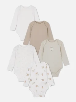 Bodies Et Debardeurs|Primark Lot De 5 Bodys à Manches Longues à Motif Mouton Taupe