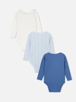 Bodies Et Debardeurs|Primark Lot De 3 Bodys à Motifs Variés Bleu
