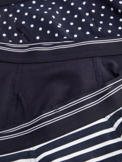 Sous-Vêtements|Primark Lot De 3 Boxers à Pois Et Rayures Bleu marine