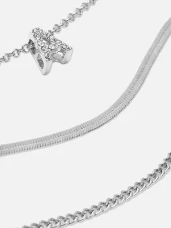 Bijoux|Primark Lot De 3 Bracelets à Initiale Et Strass Blanc