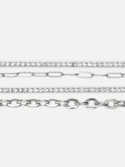 Bijoux|Primark Lot De 4 Bracelets Chaîne à Strass Blanc