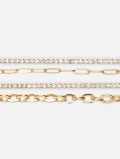 Bijoux|Primark Lot De 4 Bracelets Chaîne à Strass Jaune